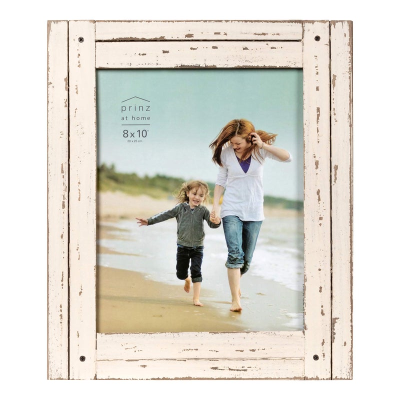 PRINZ Homestead 8-inch x 10-inch Distressed Wood Picture Frame, White, 8x10 (3710-0181) - Image 1